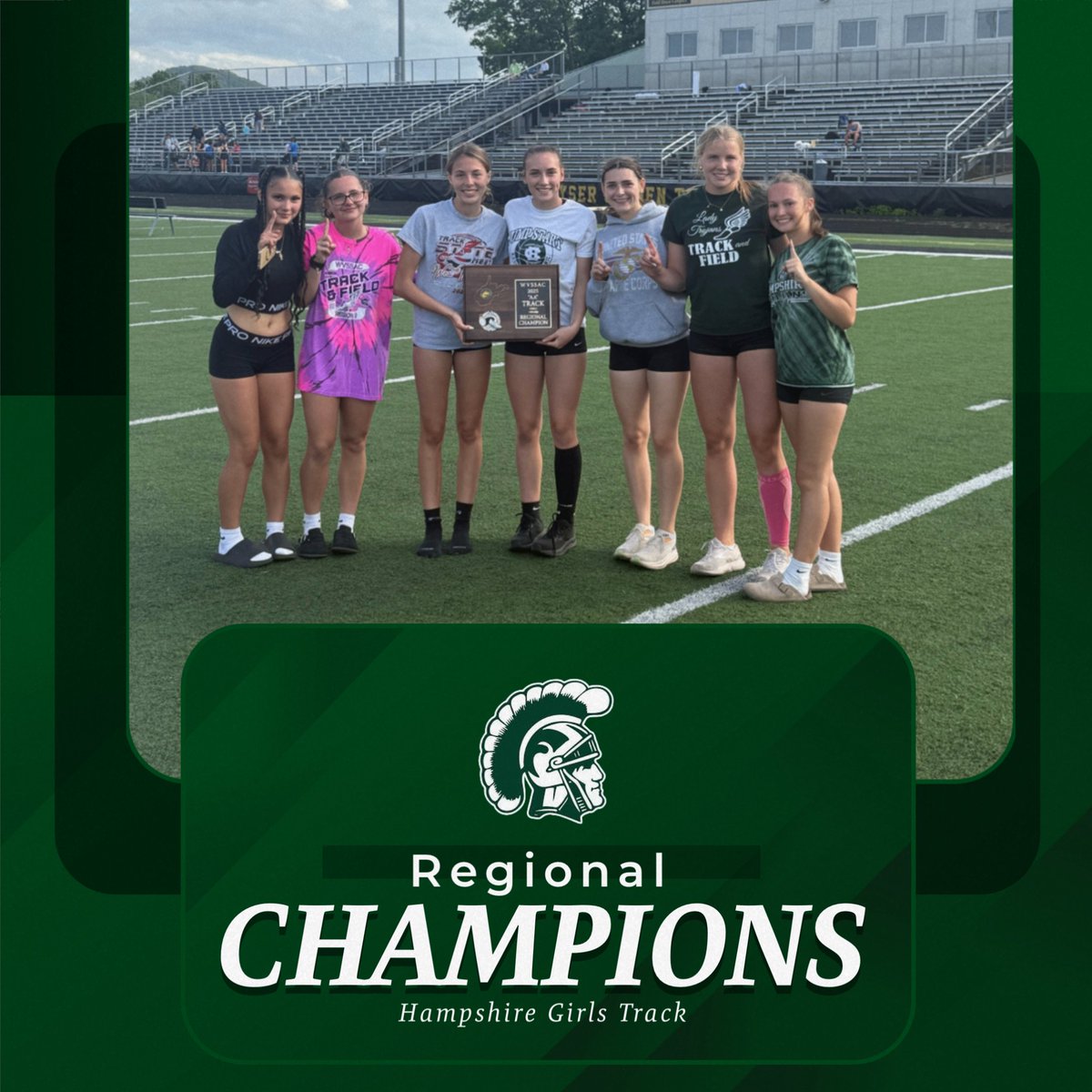 Such a great day for HHS Track and Field.  We are sending so many of our great athletes to states, so many kids are individual regional champs, and your girls are Regional TEAM champions.  Look out Charleston the Hampshire Trojans are coming for ya!