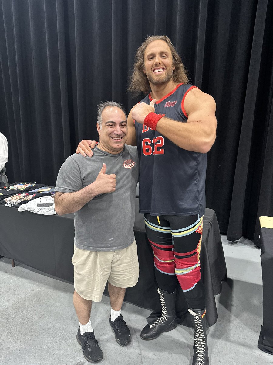 mikerandcom's tweet photo. Met the “other Bishop” tonight, @bigtroubleBB!!! I’ll be keeping a close eye on his match so I can discuss strategies with @TomPestock for their upcoming match!!! #BigTroubleBenBishop #BenBishop #BishopDyer #ACWAftershock #ThisIsACW #MikeRand #OfficialMikeRand https://t.co/UUXMHUHhVC