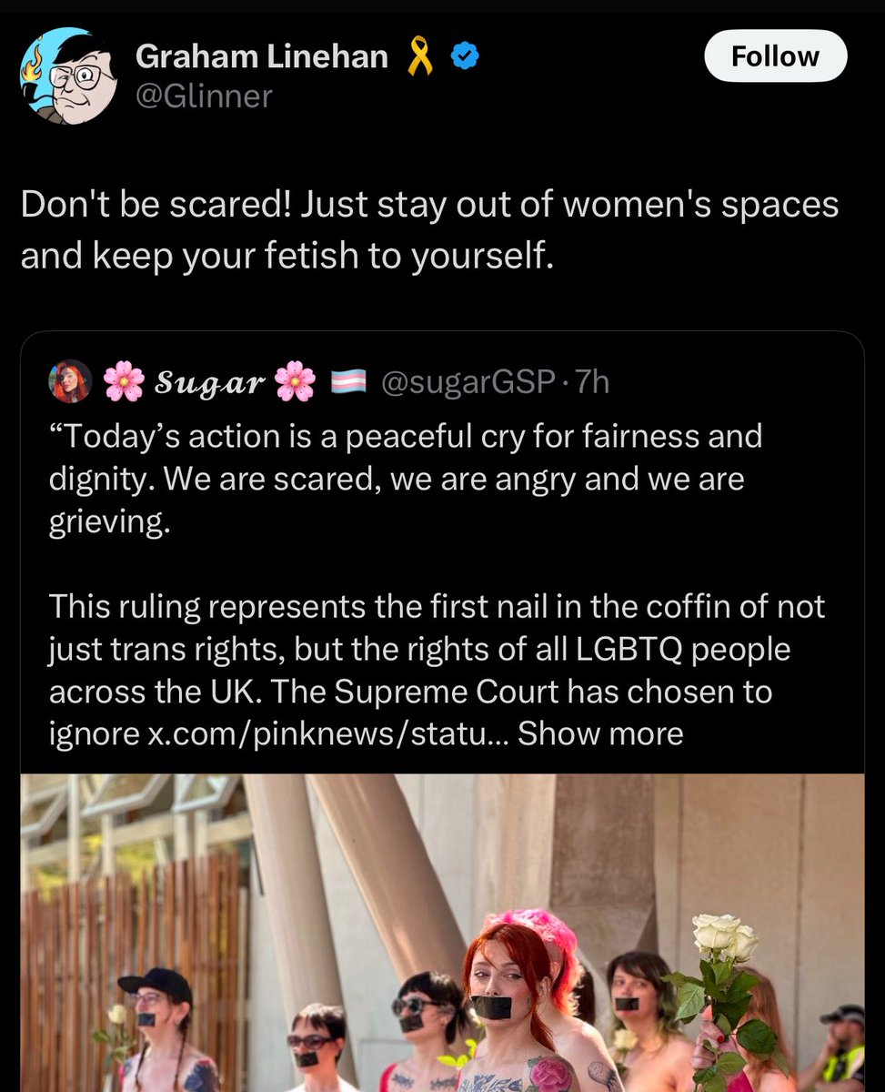 Oh look, the chronically online, extremely divorced creep who was literally in court this week for harassing a trans woman is once again…

*checks notes*

harassing trans women.