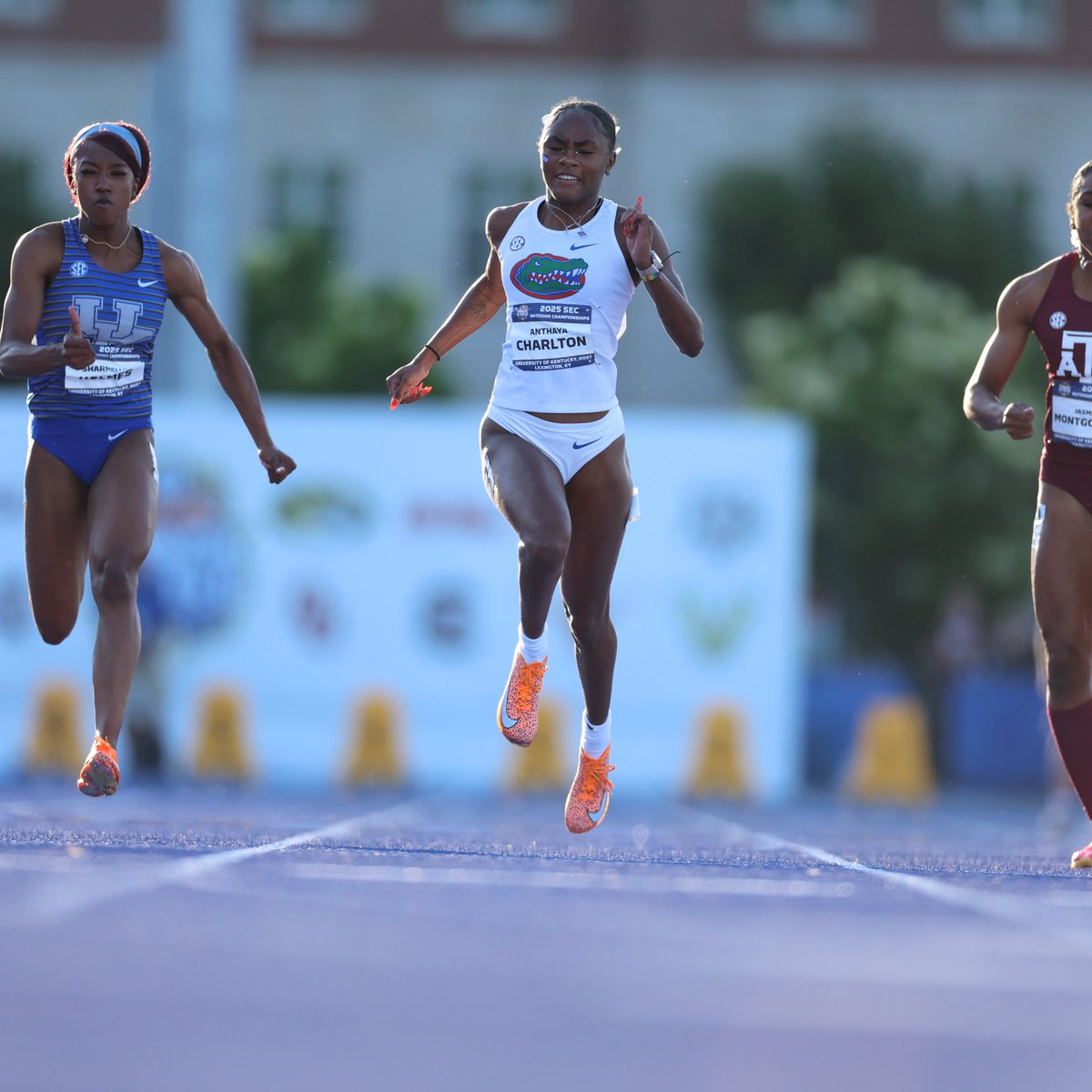 GatorsTF's tweet photo. She is a superhero. 🪽

One day removed from an SEC Long Jump title, and an hour removed from helping the Gators score in the 4x100m, Anthaya Charlton takes Bronze in the 100m!🥉

#GoGators 🐊 https://t.co/tHg2CLZCs2