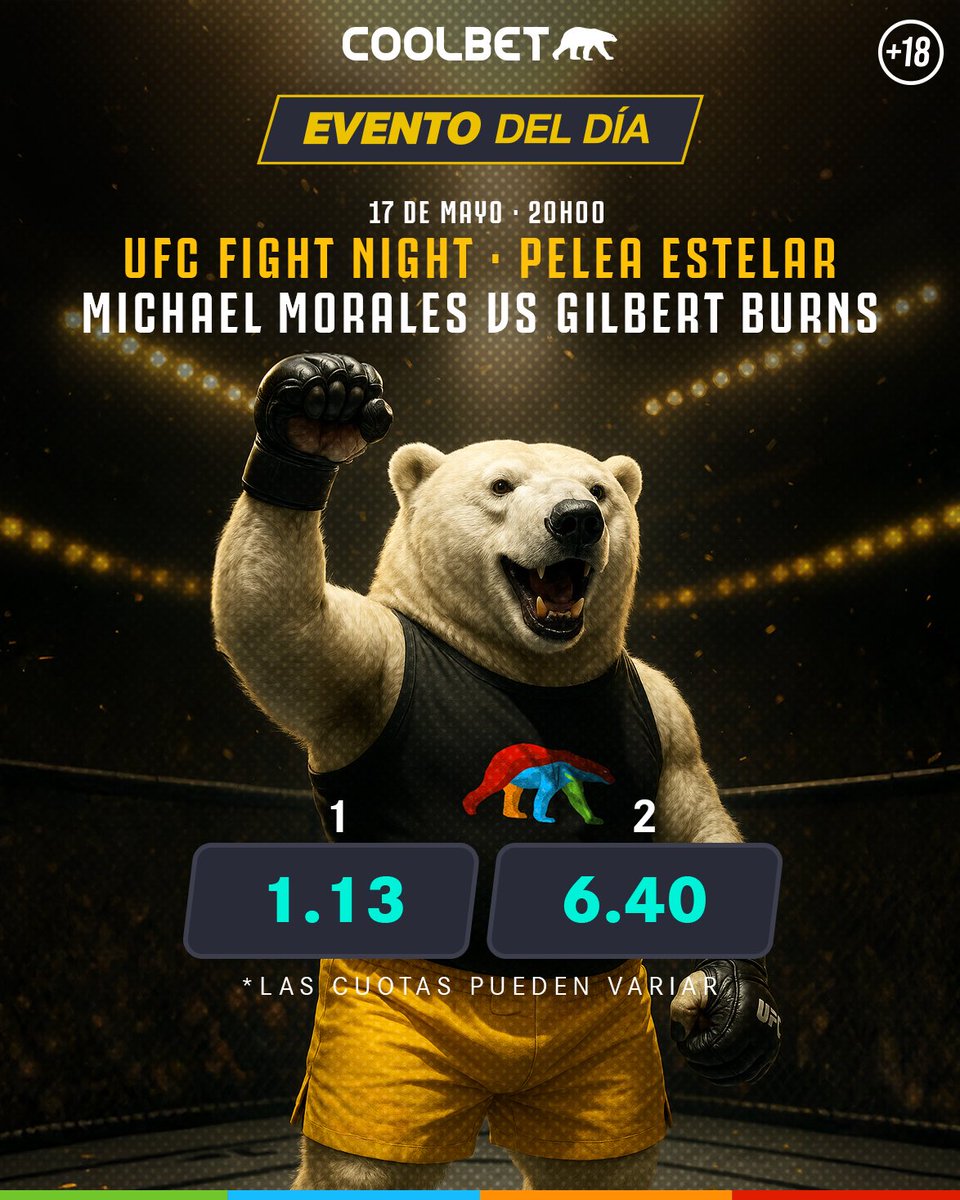 NOCHE DE UFC 🥊🔥🇪🇨

Otra pelea estelar para un ecuatoriano, nuestro compatriota Michael Morales luce como favorito ante la leyenda Gilbert Burns 🇧🇷. 

Ya hiciste tu jugada en esta pelea (?) Espersndo con ansias la victoria de MM 🤙🐻‍❄️🔝