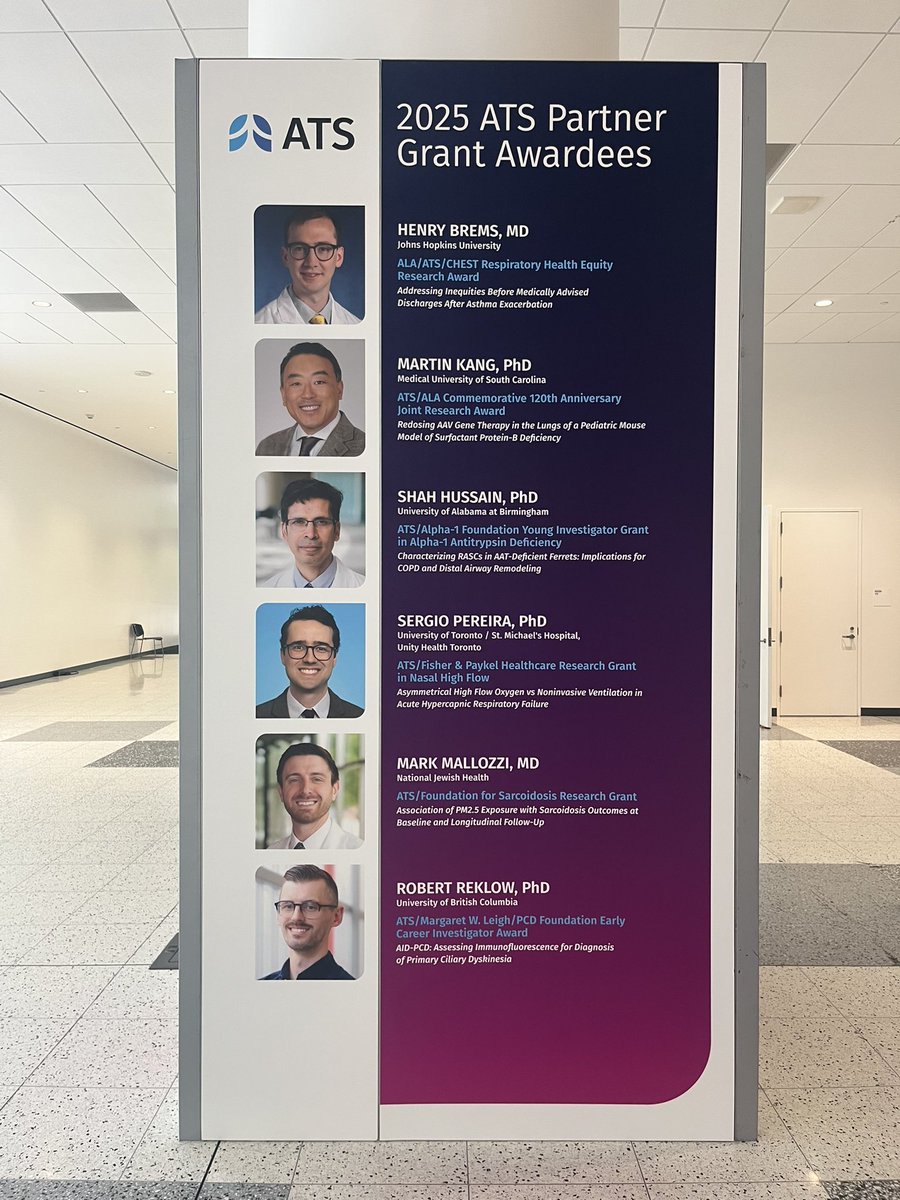 #ATS2025 is finally underway and a quick look at the 2025 ATS Partner Grant Awardees … congratulations to Sergio Pereira, PhD!