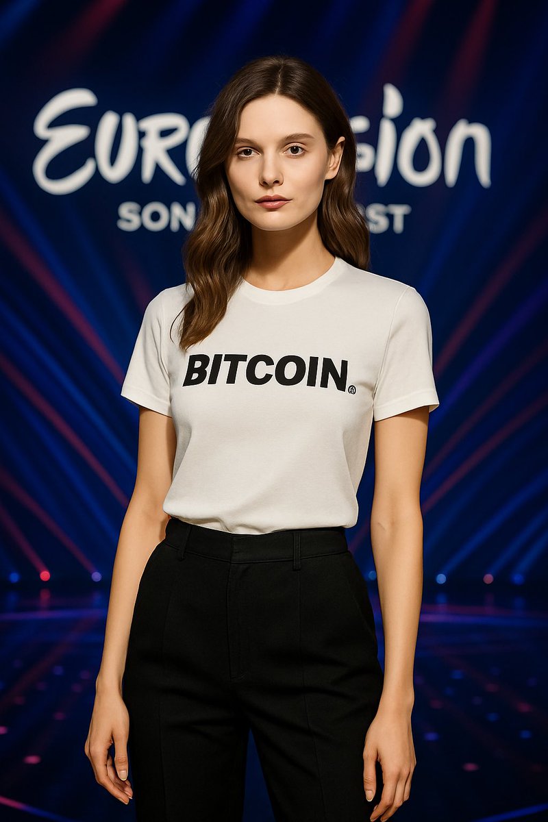 FashionBitcoin's tweet photo. Bitcoin just hit the Eurovision stage.
No borders. No banks. Just beats and blockchain.

#Bitcoin #Eurovision2025 #CryptoCulture #BitcoinFashion #Web3Style https://t.co/rN3xaTynTP