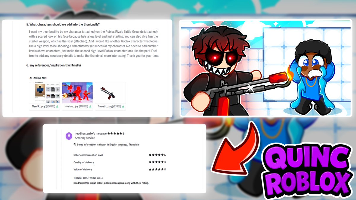 QuincRoblox's tweet image. I often get orders themed around Rivals! 💥🔥
And most of my clients leave super happy! 😎✨
Want something like this too? Just DM me! 🎨💌
#RivalsOfAether #GamingArt #thumbnail #YouTubeDesign #thumbmaker