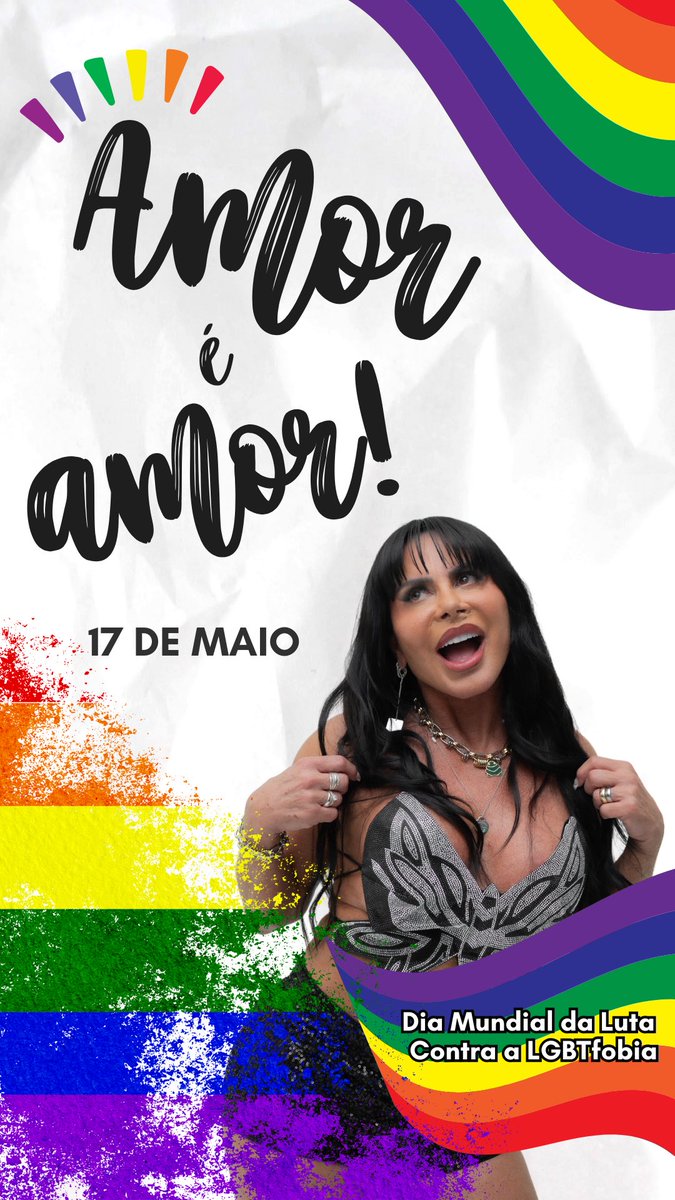 🌈Hoje é o Dia Mundial de Combate à LGBTfobia.
E não poderíamos deixar de lembrar que o amor, o respeito e a liberdade devem sempre vencer o preconceito.
Gretchen, que há anos é acolhida e acolhe com orgulho a comunidade LGBTQIAPN+, segue sendo um símbolo de resistência,