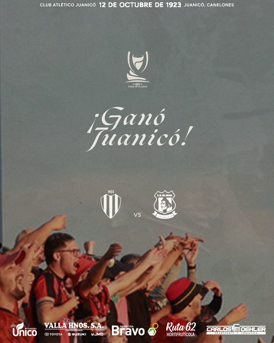 OficialCAJ's tweet photo. ⚽️🔚 ¡𝐆𝐀𝐍𝐎́ 𝐄𝐋 𝐉𝐔𝐀𝐍𝐈!

Triunfazo de Juanicó en @EstadioCAJ. 

#Juanicó 3️⃣ 🆚 1️⃣ #ElInca 

⚽️⚽️ LM9 
⚽️ Nacho Ratti 

#GloriaDeUnPueblo 🔴⚫️ https://t.co/fthRm79Gdd