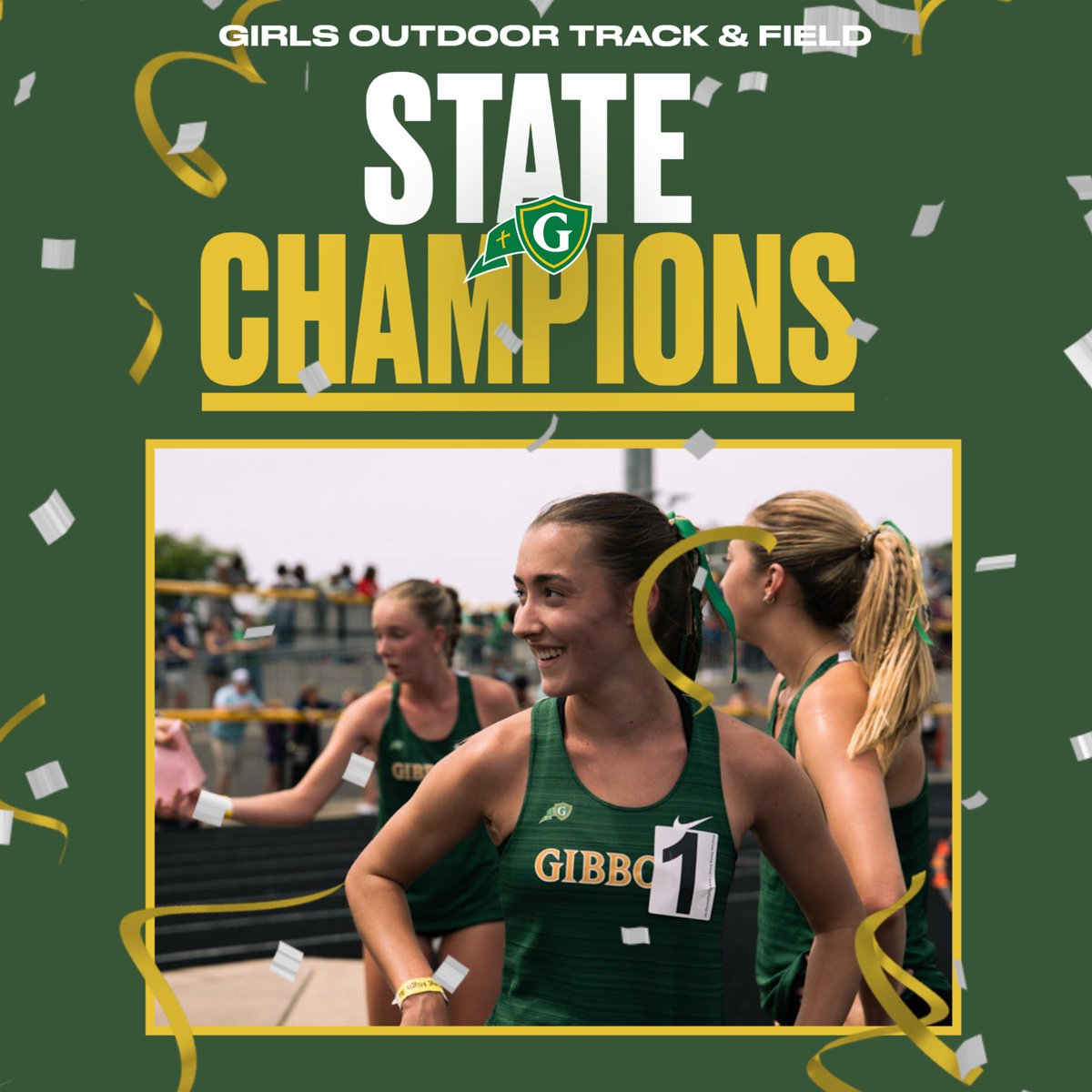 STATE CHAMPS!

The girls track &amp; field team has won THE FIRST outdoor title in school history! 

The Crusaders pulled off the sweep of 4A girls XC, girls indoor, and girls outdoor titles this year! #GibbonsFamily