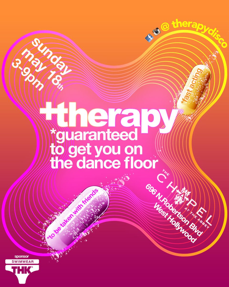 DanielSl8r's tweet photo. Guaranteed to get you on the dance floor! 💃🕺TOMORROW... Don’t miss Therapy: May Session @ The Chapel At The Abbey from 3-9 PM!
#TherapyDisco #DanceNowDanSlater #DanSlater #DJDanSlater #MeetMeAtTheAbbey #SundayFunday https://t.co/2ATU4DPski