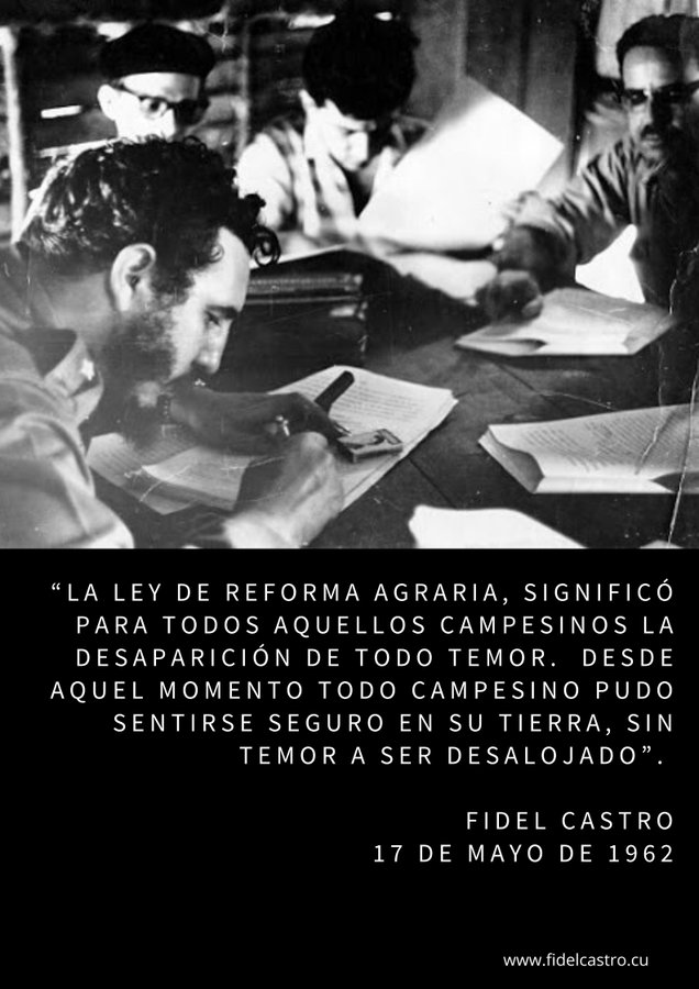 Aniversario 66 de la firma de la Primera Ley de Reforma Agraria. La Revolución daba cumplimiento al Programa del Moncada
#ANAPCuba 
<a href="/yoan731/">@yoan731</a> 
<a href="/RomanYelina/">Yelina Roman</a> 
<a href="/DrYusleivy/">Dr. Yusleivy Martínez</a> 
#CubaPorLaPaz 
#CubsaPorLaSalud