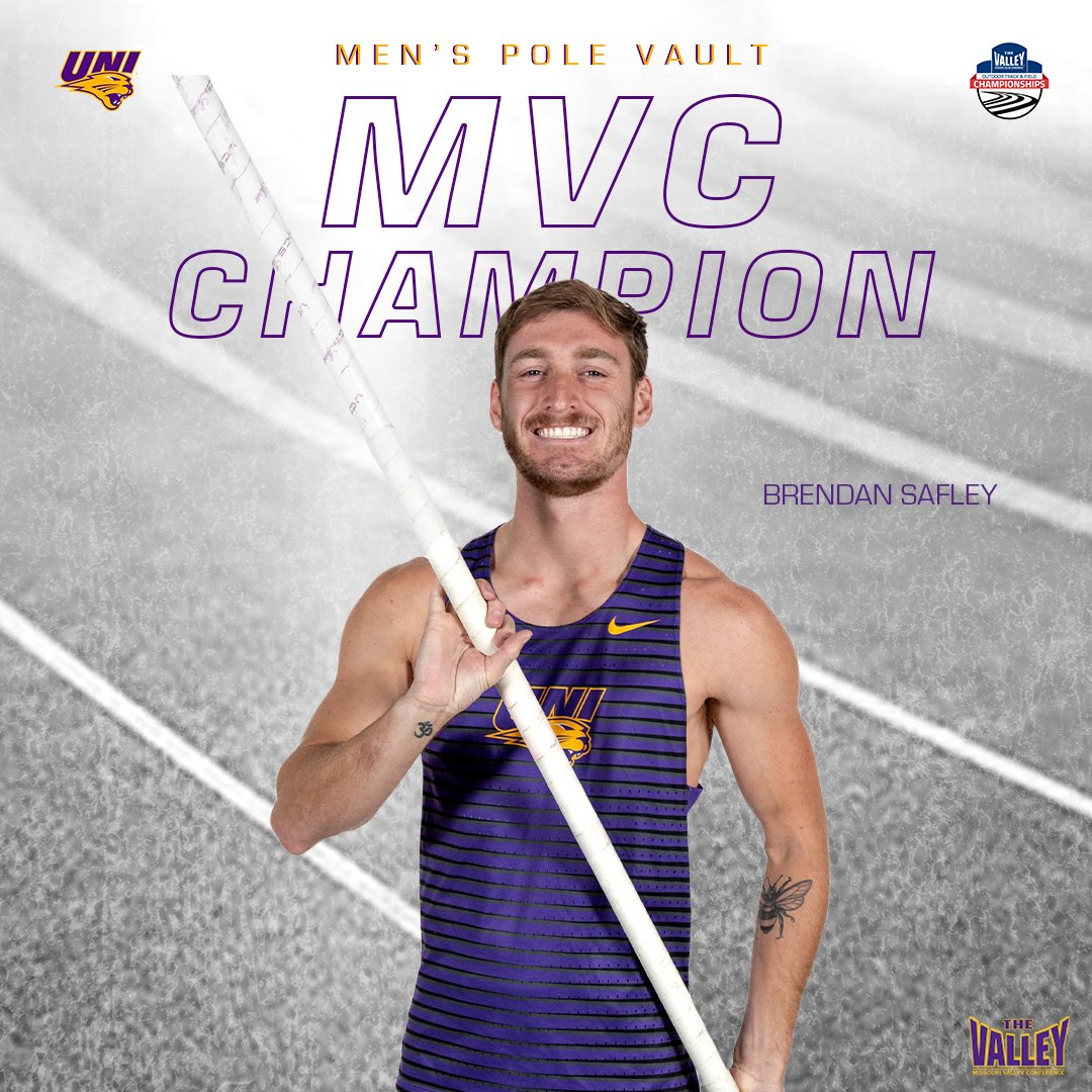 BRENDAN'S BACK ON TOP!!! 😤 

Brendan Safley wins his second career MVC outdoor pole vaulting crown, tying his career-best with a 5.38-meter mark! 🥇 

#EverLoyal #1UNI