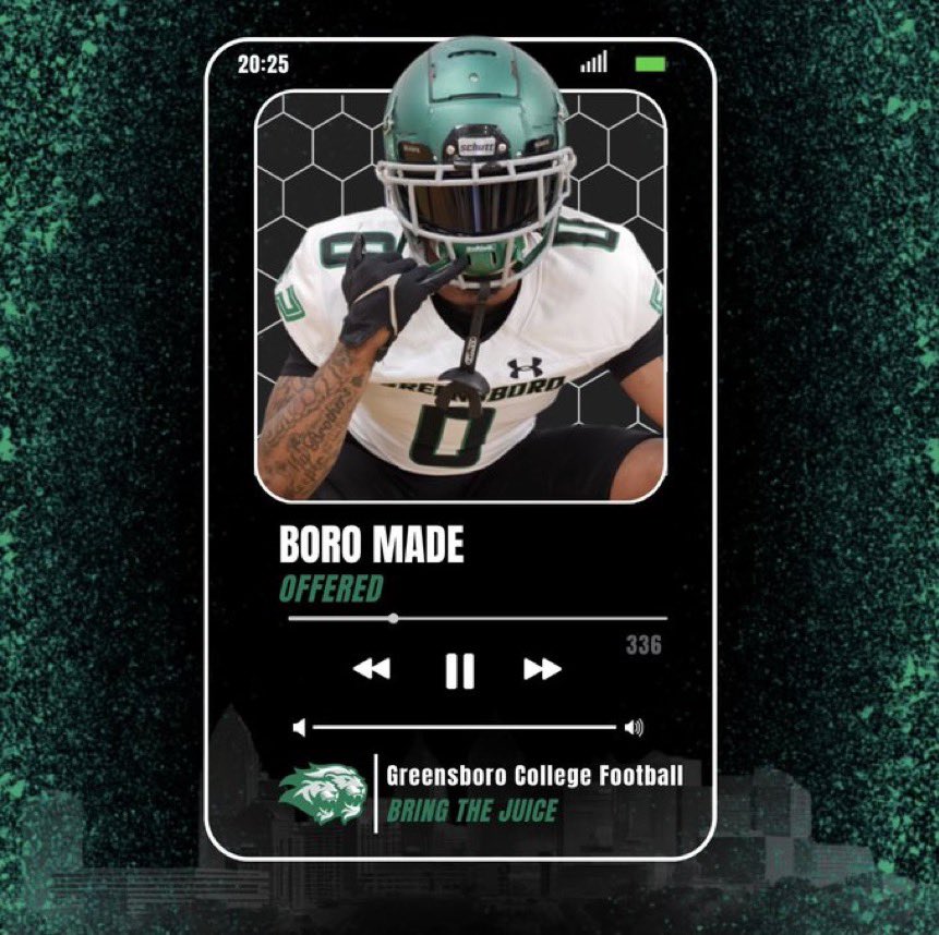 Sincere_Offical (@officalsincere) on Twitter photo Thank you to Greensboro College for the opportunity and hospitality shown today I had a great time with that being said i am blessed to receive an offer from <a href="/GC_Pride_Fball/">Greensboro College Football</a> thank you to all the coaches <a href="/CoachTorain_16/">Maurice Torain</a> <a href="/coach_card/">Tyler Card</a>
#BringTheJuice Thank you to Greensboro College for the opportunity and hospitality shown today I had a great time with that being said i am blessed to receive an offer from <a href="/GC_Pride_Fball/">Greensboro College Football</a> thank you to all the coaches <a href="/CoachTorain_16/">Maurice Torain</a> <a href="/coach_card/">Tyler Card</a>
#BringTheJuice