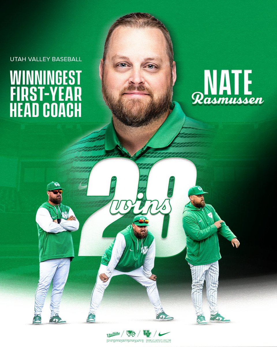 UVU Baseball (@uvubsb) on Twitter photo <a href="/natejrazz/">Nate Rasmussen</a> became the winningest first-year head coach in program history!
#GoUVU | #ValleyForged <a href="/natejrazz/">Nate Rasmussen</a> became the winningest first-year head coach in program history!
#GoUVU | #ValleyForged