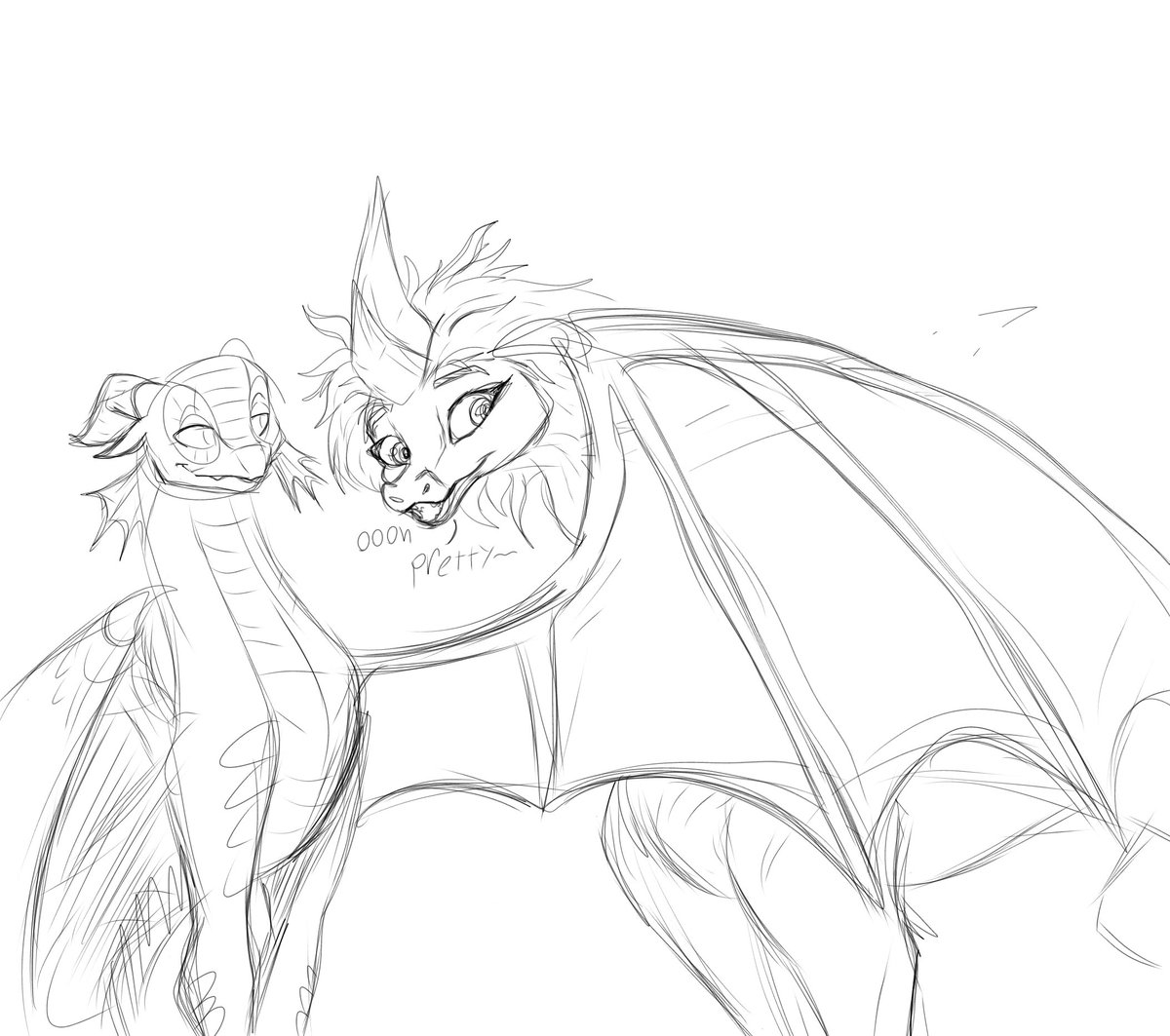 vissiny15's tweet photo. As a dragon without wings, Sisu sure must be fascinated by the ones who do have them
Here's Glory showing off her wing to Sisu
This is also my first time making some #WingsOfFire art
#WofGlory #WingsOfFireGlory #Sisu #SisuDatu https://t.co/gOjjXP603O