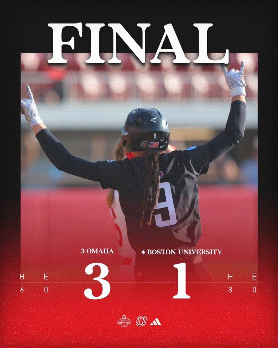FINAL | (3) #Omaha picks up the <a href="/NCAASoftball/">NCAA Softball</a> Championship victory over (4) Boston University🤘

The Mavericks face (2) Cal this evening for a trip to the Norman Regional Final.

#GoMavs | #RoadToWCWS