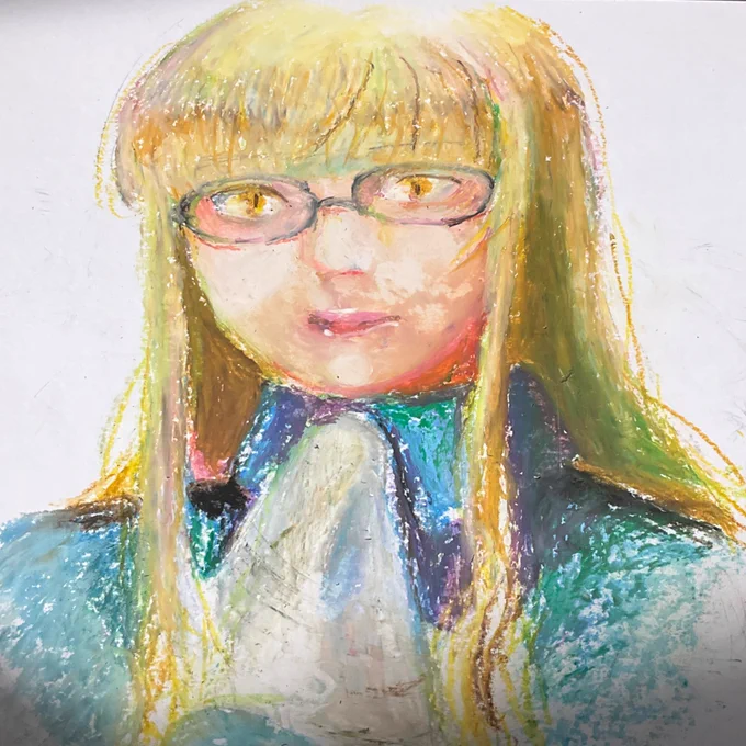 クレヨンで描いたペリーヌさん、たぶん後世のペリーヌさんの屋敷のエントランスに飾られている。と、良いなw