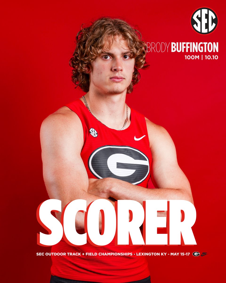 Brody Buffington posts a personal-best time of 10.10 in the 100m, moving to seventh in Georgia history while placing sixth at the SEC Outdoor Championships 💨 

#GoDawgs