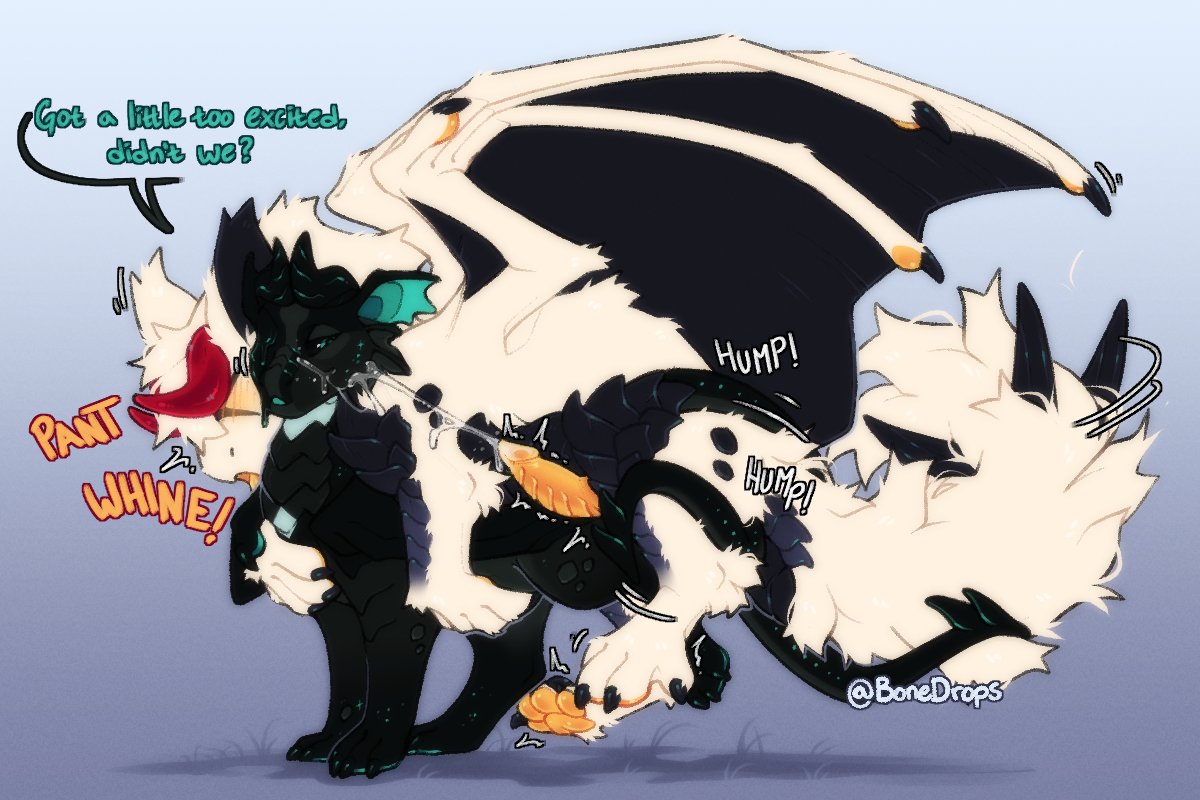 BoneDrops's tweet photo. Some quick CrossMare for you guys! Cross is such an excited puppy he didn't even get it in, Night might seem annoyed but he's at the very least a little endeared and flattered by the eagerness uwu https://t.co/hv1cJxiaam