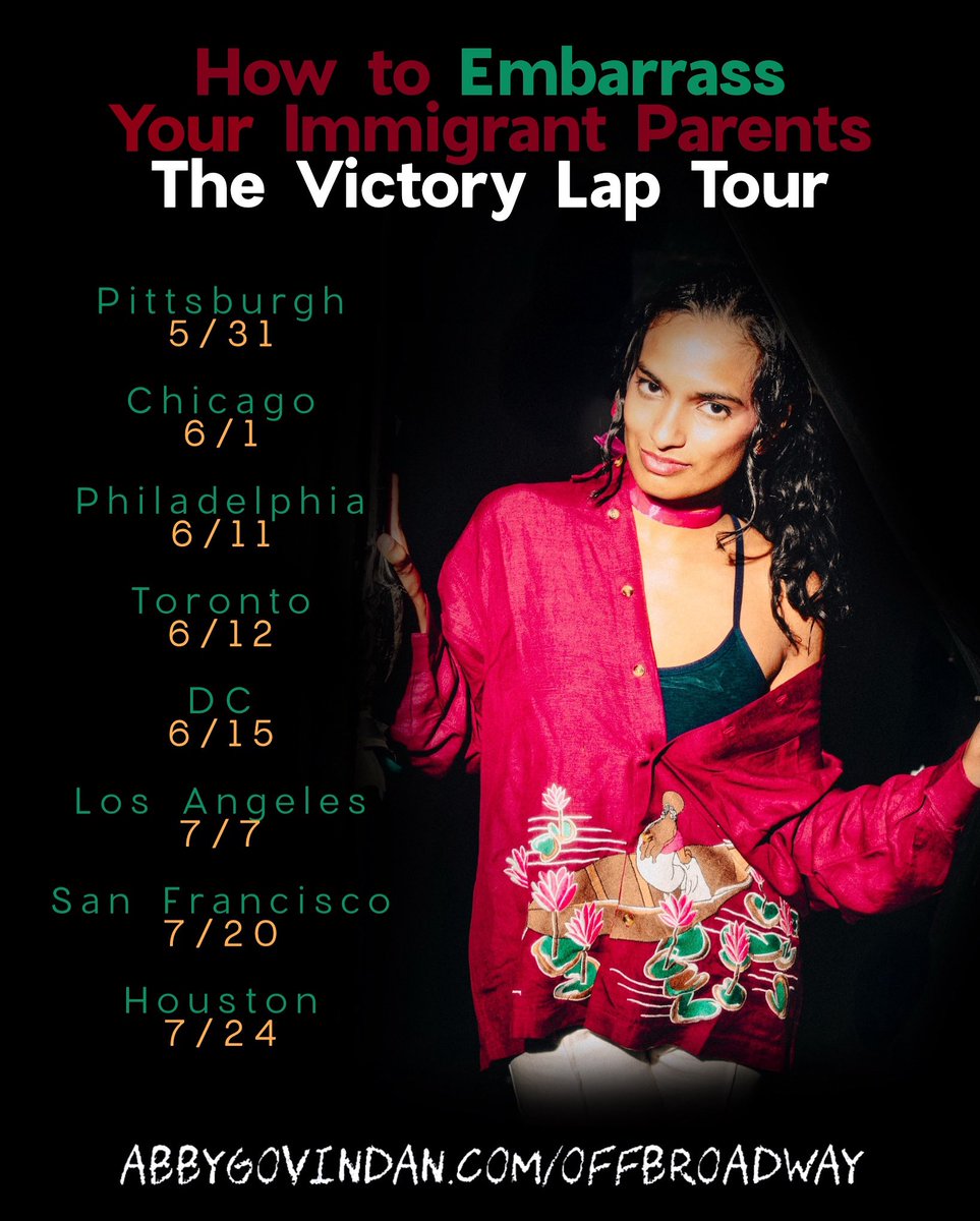 Thanks for all the love and sold out shows ;) let’s do it again

See u in Pittsburgh to kick off!

💌abbygovindan.com/offbroadway