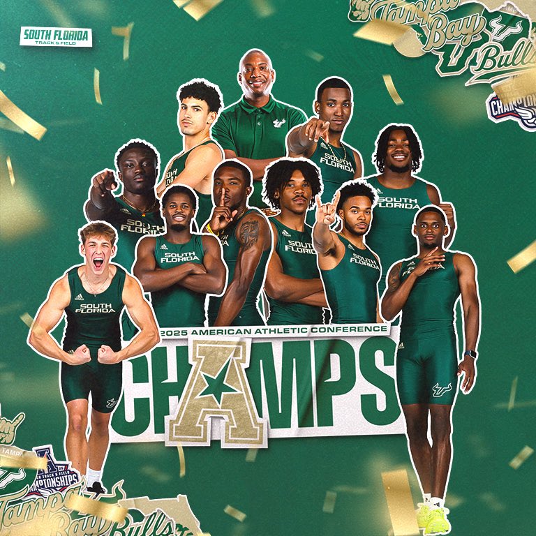 FOUR THE WIN. 🏆🏆🏆🏆
Our Men’s Track &amp; Field dominates the AAC with four straight titles — two from indoor, two from outdoor!!!

#HornsUp🤘 | #ComeRunWithTheBulls🐂