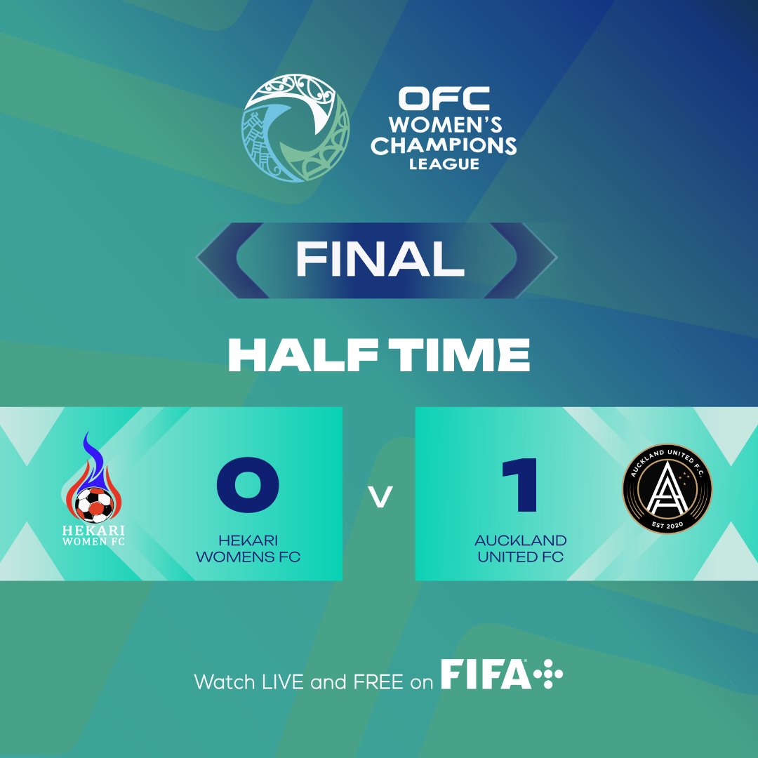 OFCfootball's tweet photo. Auckland United FC lead with a narrow 1-0 at the break.
Catch the second-half LIVE and FREE on FIFA+
https://t.co/8AxiIrXTSP
#OWCL https://t.co/BGQHdVPcBq