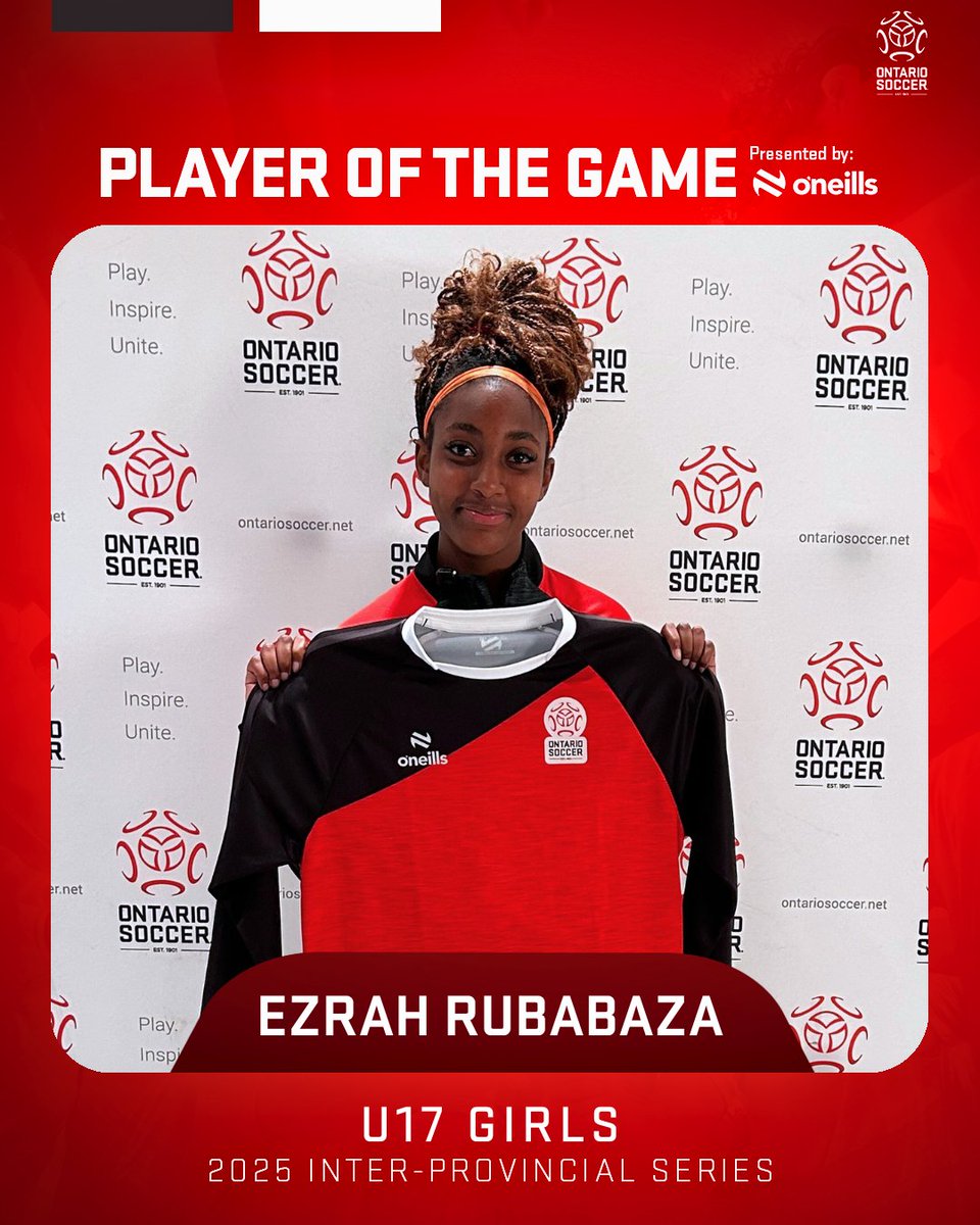 OntarioIsSoccer's tweet photo. From start to finish, Ezrah Rubabaza brought the fire โ earning her U17 Girls Player of the Game tonight! ๐ฅ
Tap into the MySoccer App Powered by BMO for our full post-match interview.
#PlayInspireUnite #TeamO #OntarioSoccer #ONeillsSportswear #LiveForIt https://t.co/de7Cx8tNl1