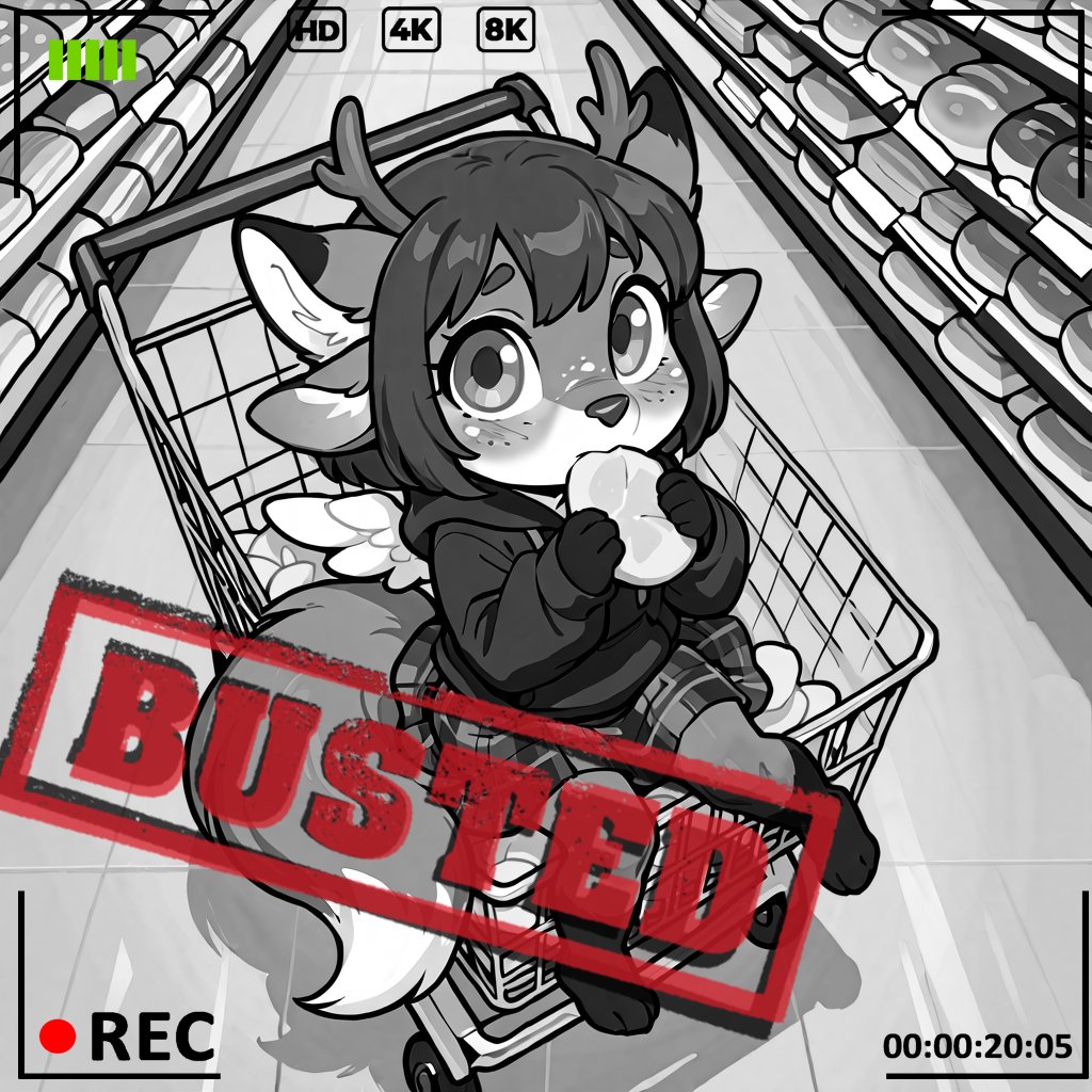 aecii_3d's tweet image. Chibi Rubi munching away on snacks before paying. 
#StableDiffussion #NovaFurryXL #ComfyUI