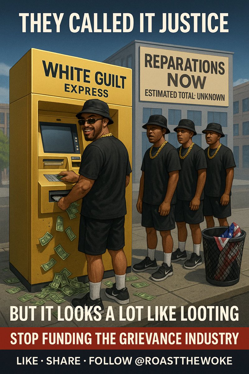 redlineintelhq's tweet photo. @EndWokeness This is what “justice” looks like when the system rewards grievance over guilt.  

White Guilt Express, open 24/7. https://t.co/EOu7RElv0A