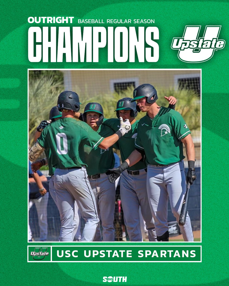 Big South Conference (@bigsouthsports) on Twitter photo For the first time in program HISTORY π
<a href="/UpstateBSB/">USC Upstate Baseball</a> clinches the outright Big South Baseball Regular Season Championship! For the first time in program HISTORY π
<a href="/UpstateBSB/">USC Upstate Baseball</a> clinches the outright Big South Baseball Regular Season Championship!
