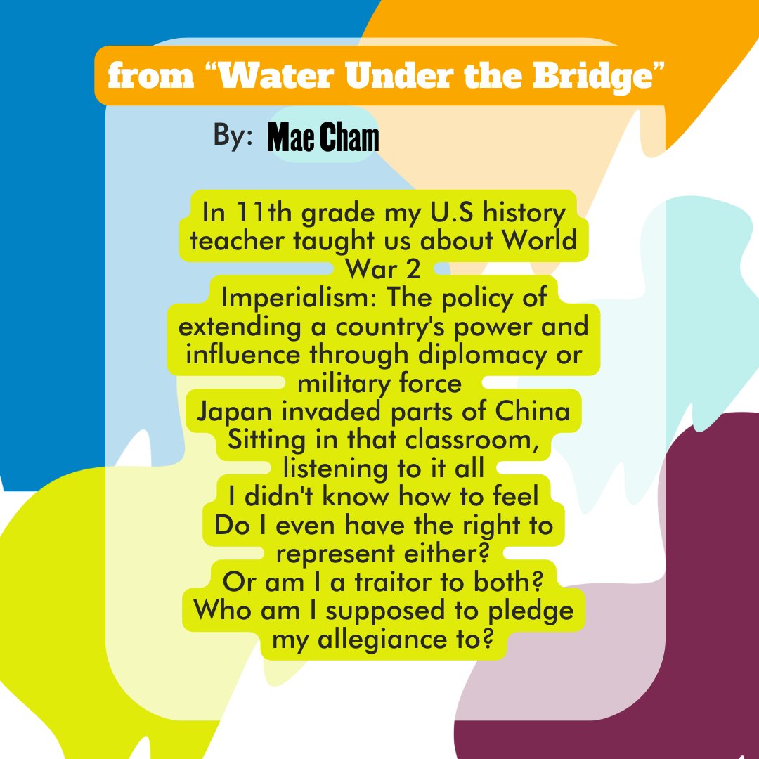 We celebrate Asian American and Pacific Islander Heritage Month with an excerpt from a poem by Mae Cham. You can read the full poem in House Where the Earth Quakes, an anthology of poetry by Oakland teens.