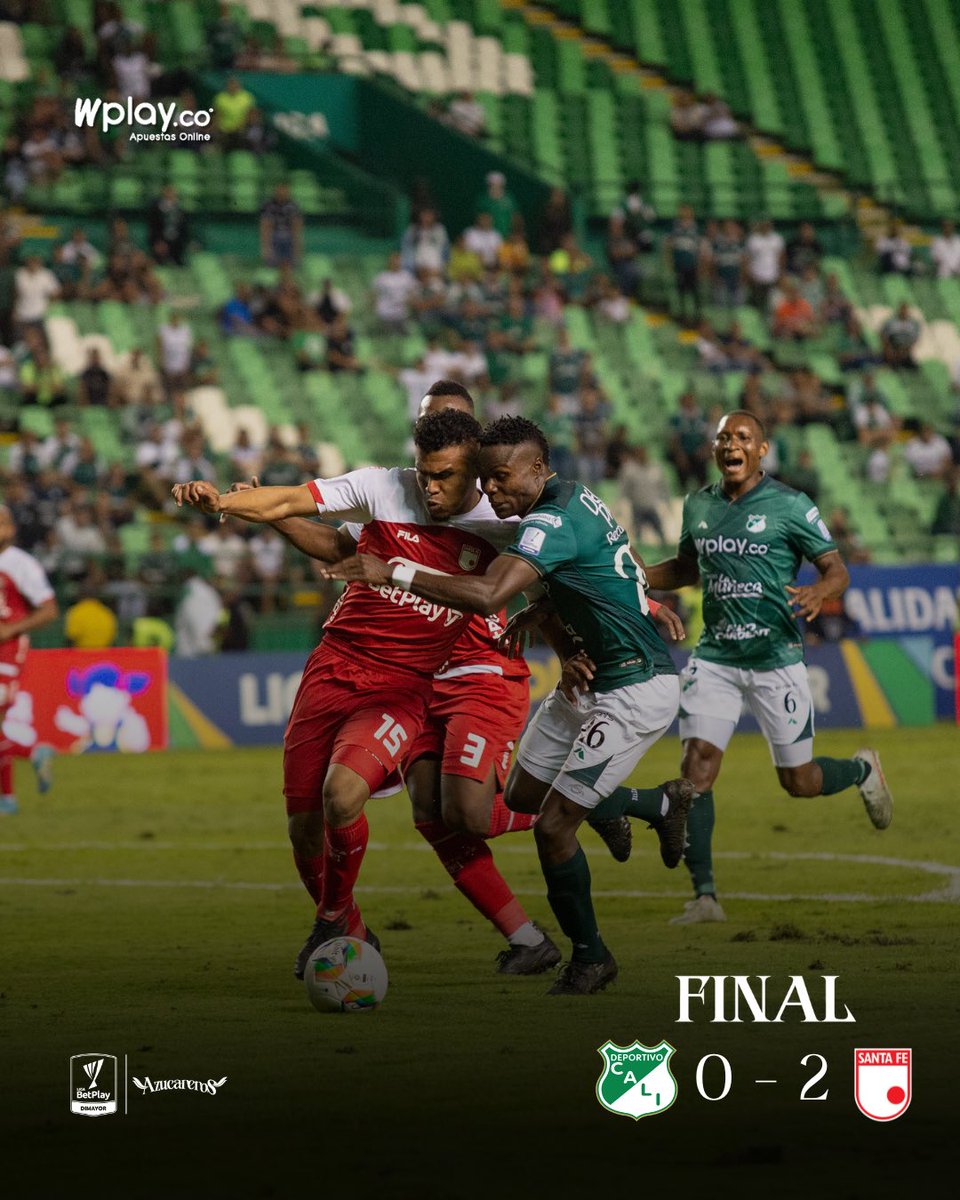 ⏱️ 90+7’ Final.

Cali 0️⃣-2️⃣ Santa Fe

<a href="/WplayColombia/">Wplay</a> 

#VamosCali🇳🇬
#LigaDimayor🏆
