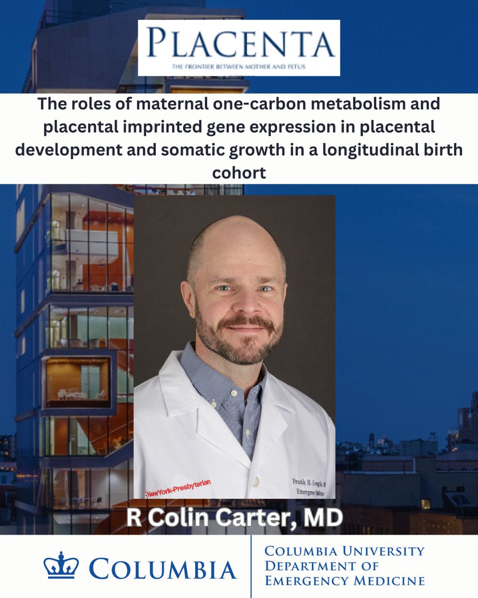 Congratulations to Dr. Colin Carter on his publication in Placenta: The Frontier between Mother and Fetus! #emergencymedicine #pediatrics #maternal 

Read it here: doi.org/10.1016/j.plac…