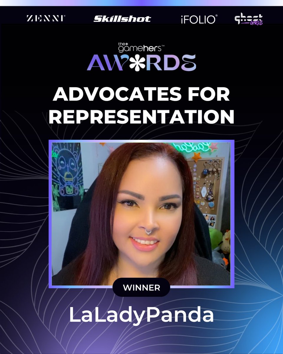 LLP (they/she) (@laladypanda) on Twitter photo This award means so much to me. Making spaces for BIPOC disabled creators and representation for femme presenting gender nonconforming people is my passion!
Thank you <a href="/thegamehers/">the*gamehers</a> and everyone who nominated and voted for me 😭 This award means so much to me. Making spaces for BIPOC disabled creators and representation for femme presenting gender nonconforming people is my passion!
Thank you <a href="/thegamehers/">the*gamehers</a> and everyone who nominated and voted for me 😭