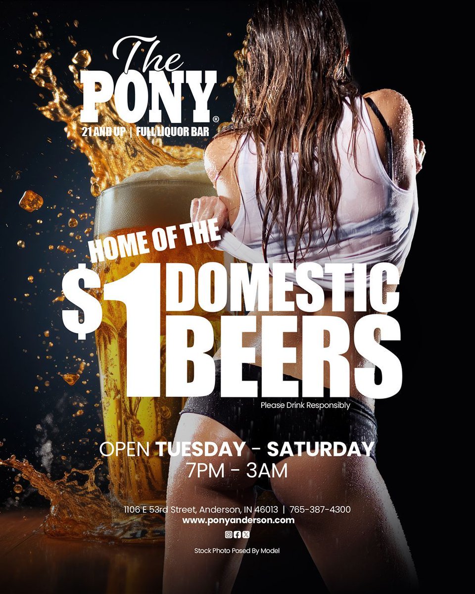 pony_anderson's tweet image. 🍻 Come on down to The Pony Anderson and enjoy our famous $1 domestic beers! 🤩 Open every Tuesday through Saturday from 7pm-3am. 😎 Don't miss out on the best deal in town! #ThePonyAnderson #CheapBeer 🍺
