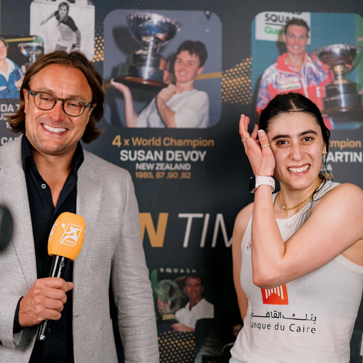 PSA Squash Tour (@psasquashtour) on Twitter photo ๐ค๐
<a href="/SquashTV/">SQUASHTV</a>'s <a href="/joeybarrington/">Joey Barrington</a> catches up with <a href="/noursherbini/">Nour el Sherbini</a> after her <a href="/PSAWorldChamps/">PSA World Championships</a> triumph ๐
#PSAWorldChamps ๐ค๐
<a href="/SquashTV/">SQUASHTV</a>'s <a href="/joeybarrington/">Joey Barrington</a> catches up with <a href="/noursherbini/">Nour el Sherbini</a> after her <a href="/PSAWorldChamps/">PSA World Championships</a> triumph ๐
#PSAWorldChamps