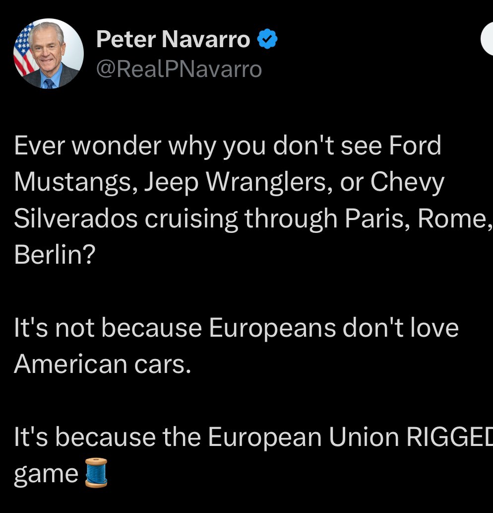 Peter Retardo complete non sense.
Even wonder why Chinese EV are selling in EU despite 40% tariffs, compared with 10% on US cars?
Not to say I support EU (can’t support same car costing 60% more just due to tax) but if your products fail you got to own it before you can improve
