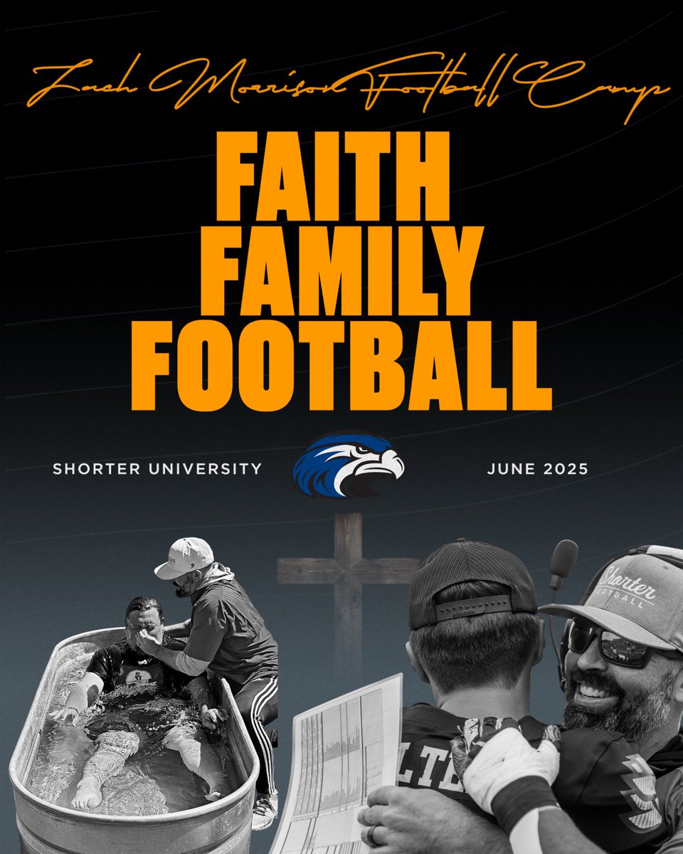 Zach Morrison (@coachmorrison58) on Twitter photo Can’t wait to share the Gospel and see the awesome Competition at camp in a few weeks!
With 40+ colleges we are looking forward to the best camp to date! <a href="/SUHawkVision/">HawkVision</a> <a href="/Shorter_FB/">Shorter Hawks Football</a>
#GiveGodTheGlory
…hmorrisonfootballcamps.totalcamps.com/About%20Us Can’t wait to share the Gospel and see the awesome Competition at camp in a few weeks!
With 40+ colleges we are looking forward to the best camp to date! <a href="/SUHawkVision/">HawkVision</a> <a href="/Shorter_FB/">Shorter Hawks Football</a>
#GiveGodTheGlory
…hmorrisonfootballcamps.totalcamps.com/About%20Us