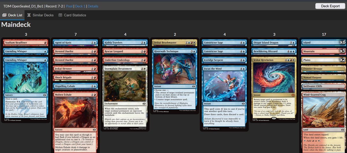 Dafore3's tweet photo. Went 7-2 in the #ArenaOpen. For bullet #2: I picked a less powerful but aggressive deck- somewhat. In this format (sealed) the late game gets to random too often. https://t.co/xo3r0PRPfn