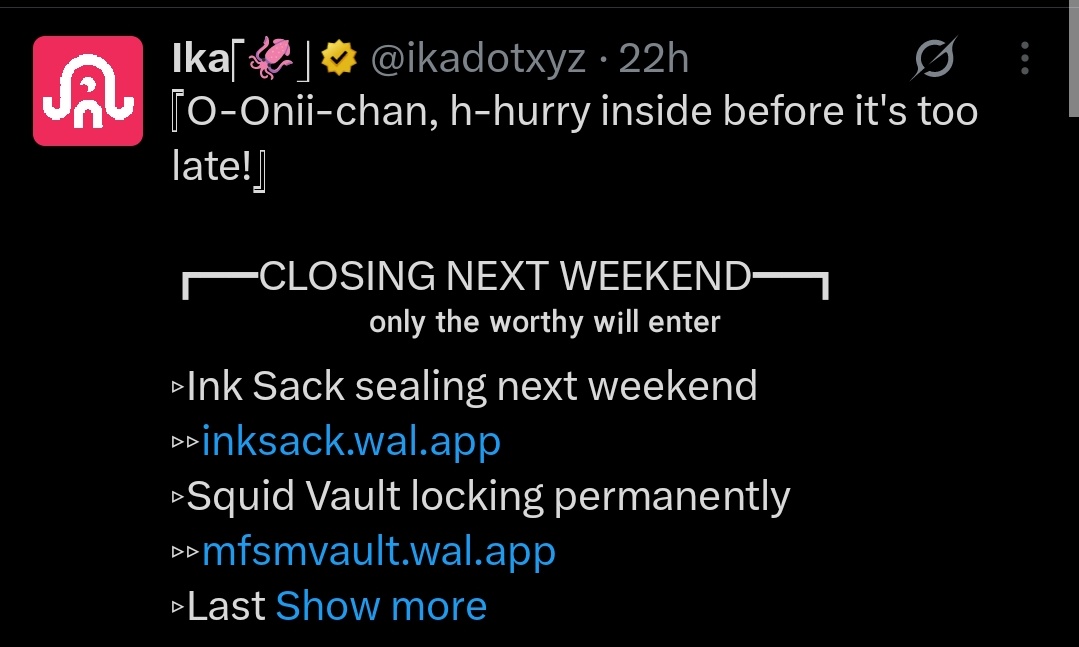 TinyArtsPNG's tweet image. $IKA airdrop ends next week! 🔥
@GiveRep challenge wraps up too —
 Happy with your Rankings?

@ikadotxyz TGE drops in under 40 days ⛳️
$IKA trading at $4.9 pre-market!

Don’t  slack on Posting
#IKA #GiveRep #SuiNetwork #Airdrop
#ATTN