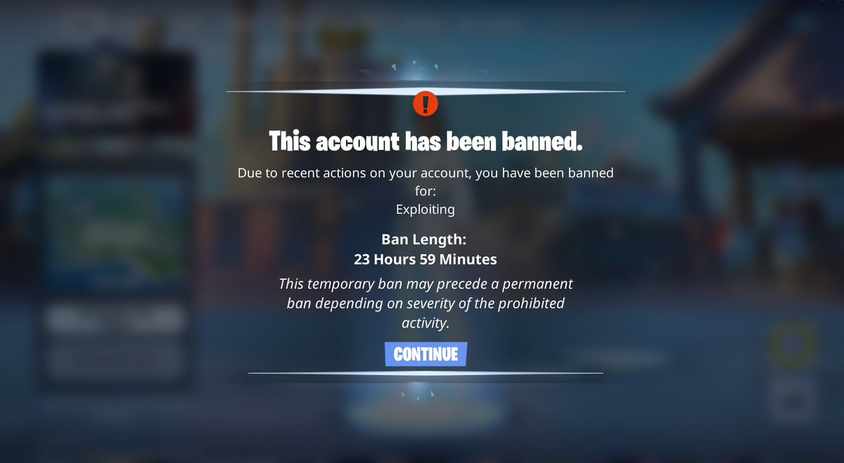 Just got false banned for "exploiting" I've been playing this game for 7 years on the same account streaming everyday for multiple hours.  <a href="/Fortnite/">Fortnite</a> <a href="/FNCompetitive/">Fortnite Competitive</a> <a href="/Hogman/">Hogman</a> <a href="/Loomin__/">Loomin</a>
