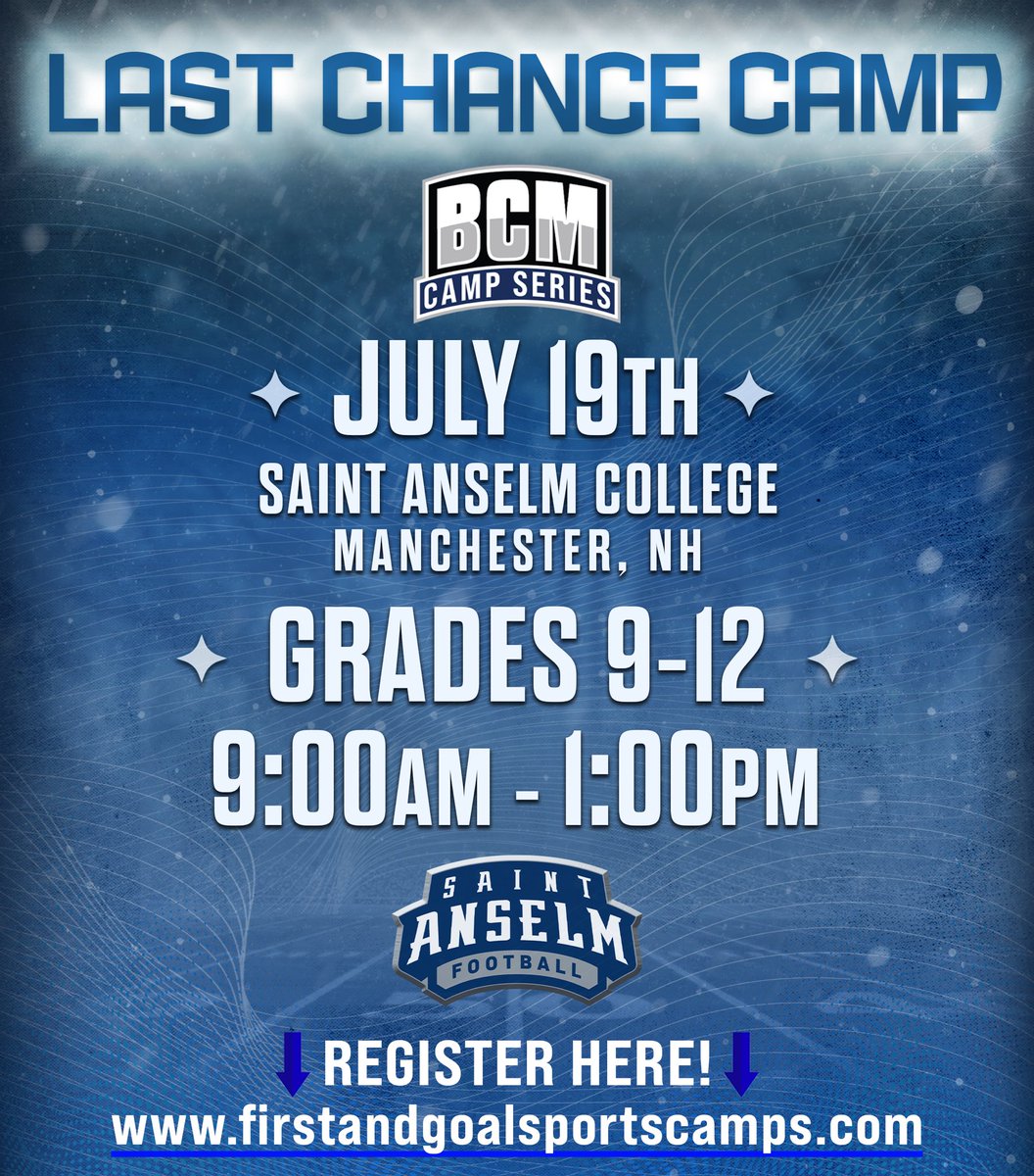 If you missed our first three camps we have five more opportunities!

Our next four are a bit different being position specific training sessions but a great opportunity to show us what you can do! 

We also have our Last Chance Showcase in July!

firstandgoalsportscamps.com