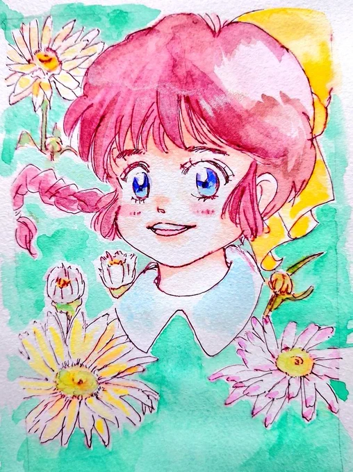 #可愛いと思う画像をなんでもいいので無言で1枚あげろ過去絵だけど…パステルユーミ#アナログイラスト  #顔彩 
