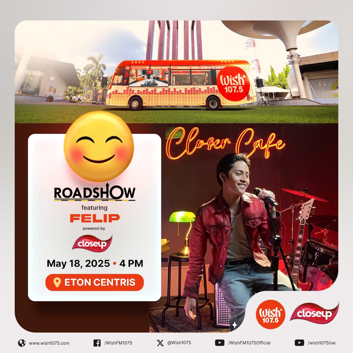 FENIX OFFICIAL — FELIP STANS FANBASE (@fenixofficial12) on Twitter photo ‼️REMINDER‼️
FELIP supporters, get ready for the Wish Bus Exclusive Roadshow!
And BRING your CloseUp products for a chance to get closer to FELIP! 🙌🥰
<a href="/felipsuperior/">FELIP</a>
<a href="/CloseupPH/">Closeup Philippines</a>
<a href="/wish1075/">Wish FM 107.5</a>
<a href="/WarnerMusicPH/">Warner Music Philippines</a>
#FELIP
#CloseupxFelip ‼️REMINDER‼️
FELIP supporters, get ready for the Wish Bus Exclusive Roadshow!
And BRING your CloseUp products for a chance to get closer to FELIP! 🙌🥰
<a href="/felipsuperior/">FELIP</a>
<a href="/CloseupPH/">Closeup Philippines</a>
<a href="/wish1075/">Wish FM 107.5</a>
<a href="/WarnerMusicPH/">Warner Music Philippines</a>
#FELIP
#CloseupxFelip