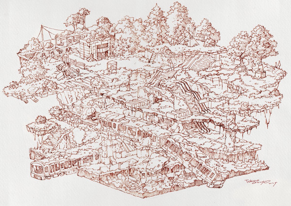 【幻想スケッチ】   
 終末は渋谷で魚釣り
ーShibuya station underground labyrinthー