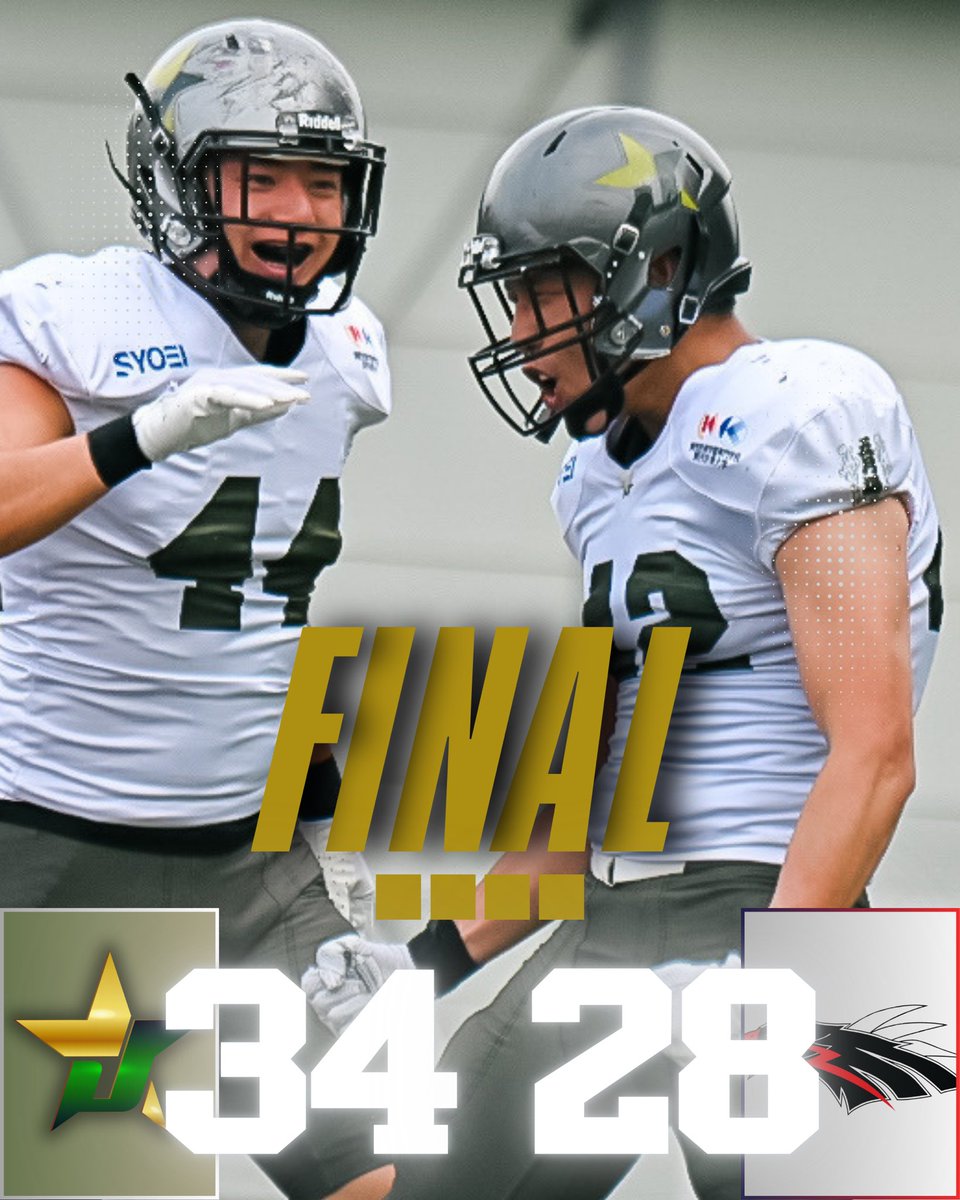 JSTARS2022's tweet image. GREEN BOWL CHALLENGE 順位決定戦

■FINAL■
TRIAXIS J-STARS  34
アズワンブラックイーグルス  28

#TRIAXIS
#JSTARS 
#Jstarsチア
#ジェイスターズ
#アメリカンフットボール
#社会人アメフト
#xリーグ
@xleague1996