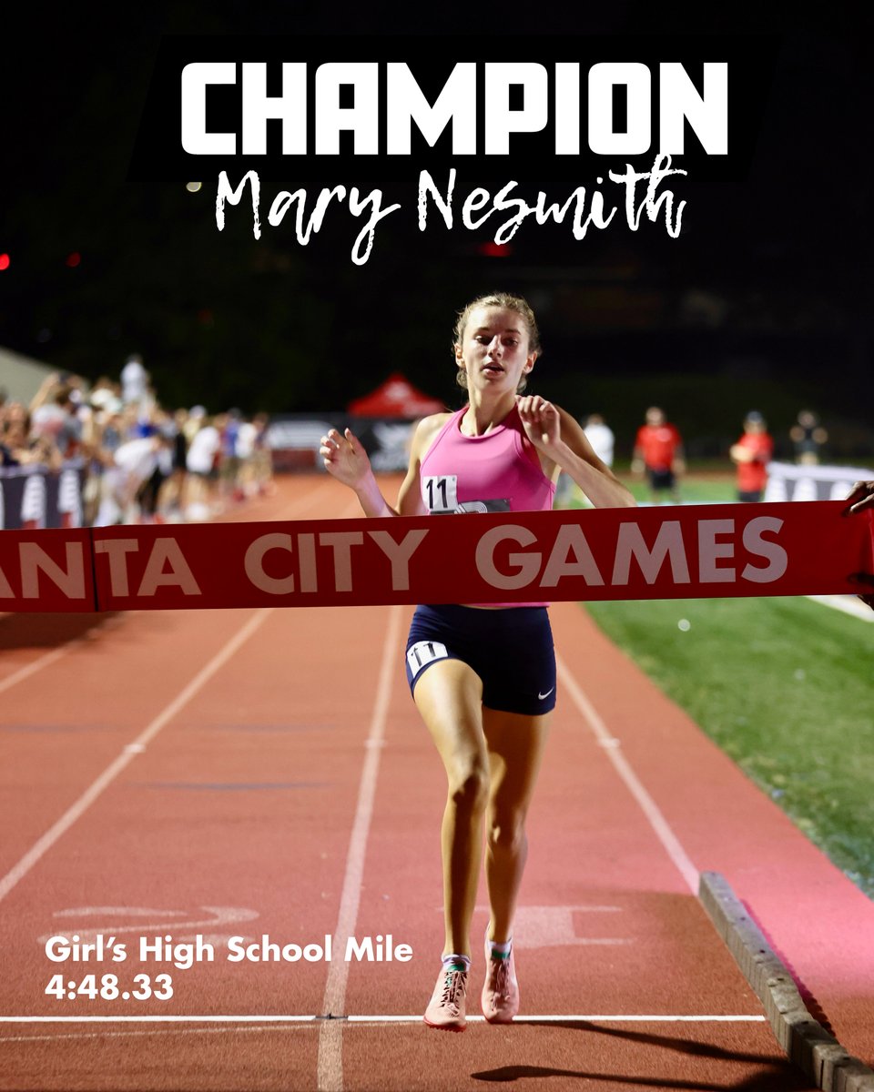 Hey, Mary... How does the crown feel? 👑

Mary Nesmith is your girl’s #MeetofChampions high school mile champion with a time of 4:48.33!

📸 Kevin Morris
#ATLCityGames