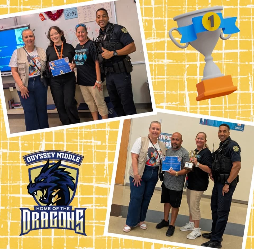 Congratulations to our Teacher of the Month, Ms. Kosarac, 8th Grade Language Arts teacher, and our Support Person of the Month, Mr. Soto, Custodian! 💙🐲❤️#weloveourteachers&amp;staff #DragonPride