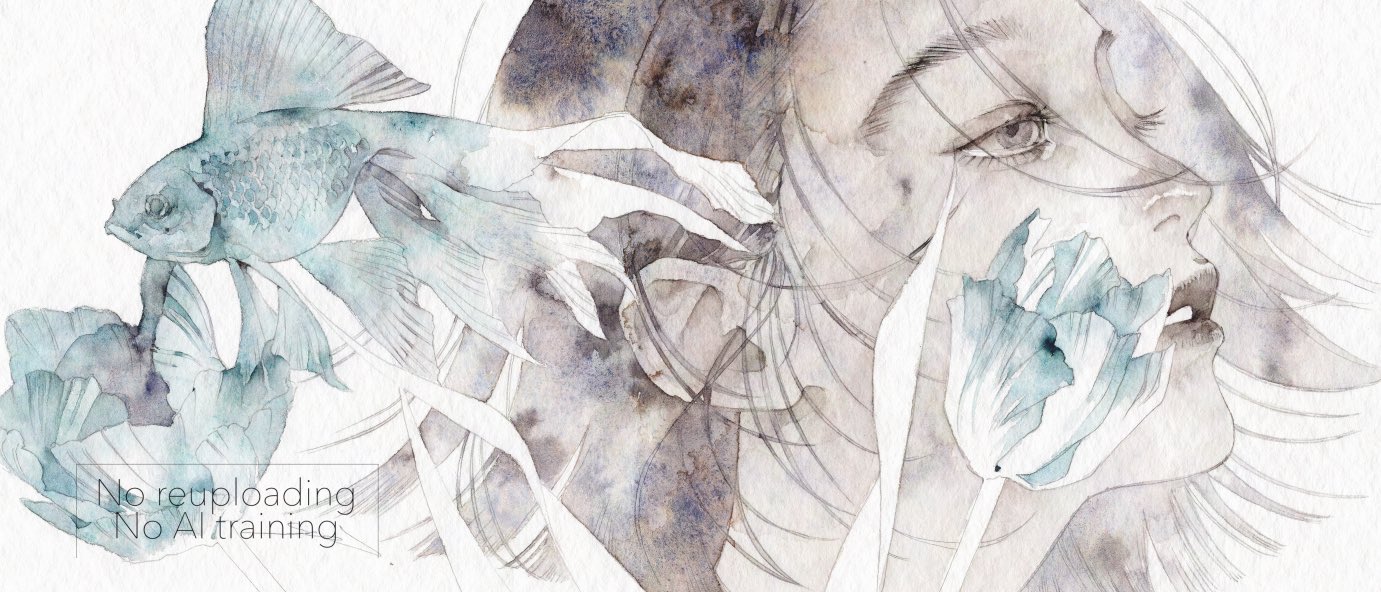 一点物】 原画イラストyue 水彩画水墨画Art