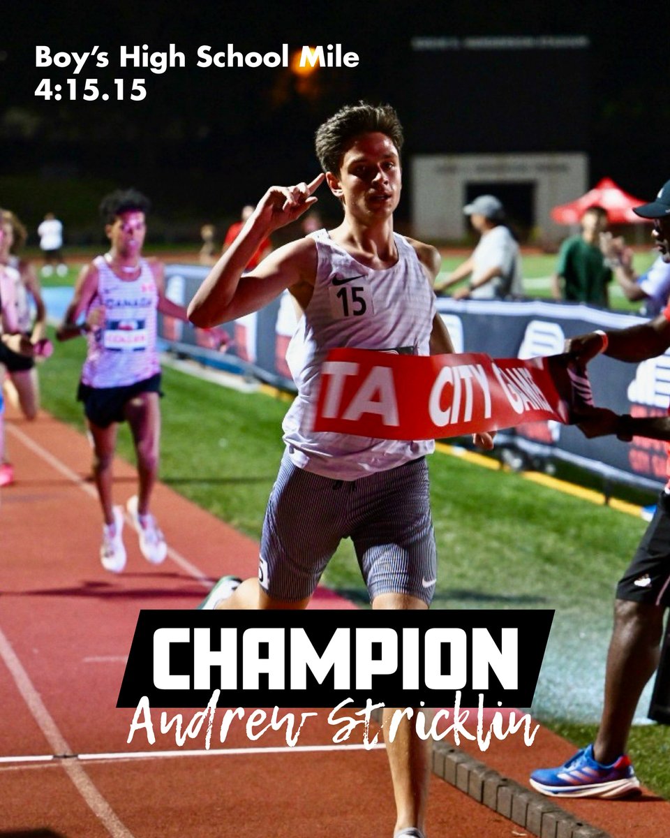 Wrapping up #MeetofChampions with a bang 💥 Andrew Stricklin of Marist wins the boy’s mile with a time of 4:15.15, ending the night strong.

📸 Daniel Varnado
#ATLCityGames