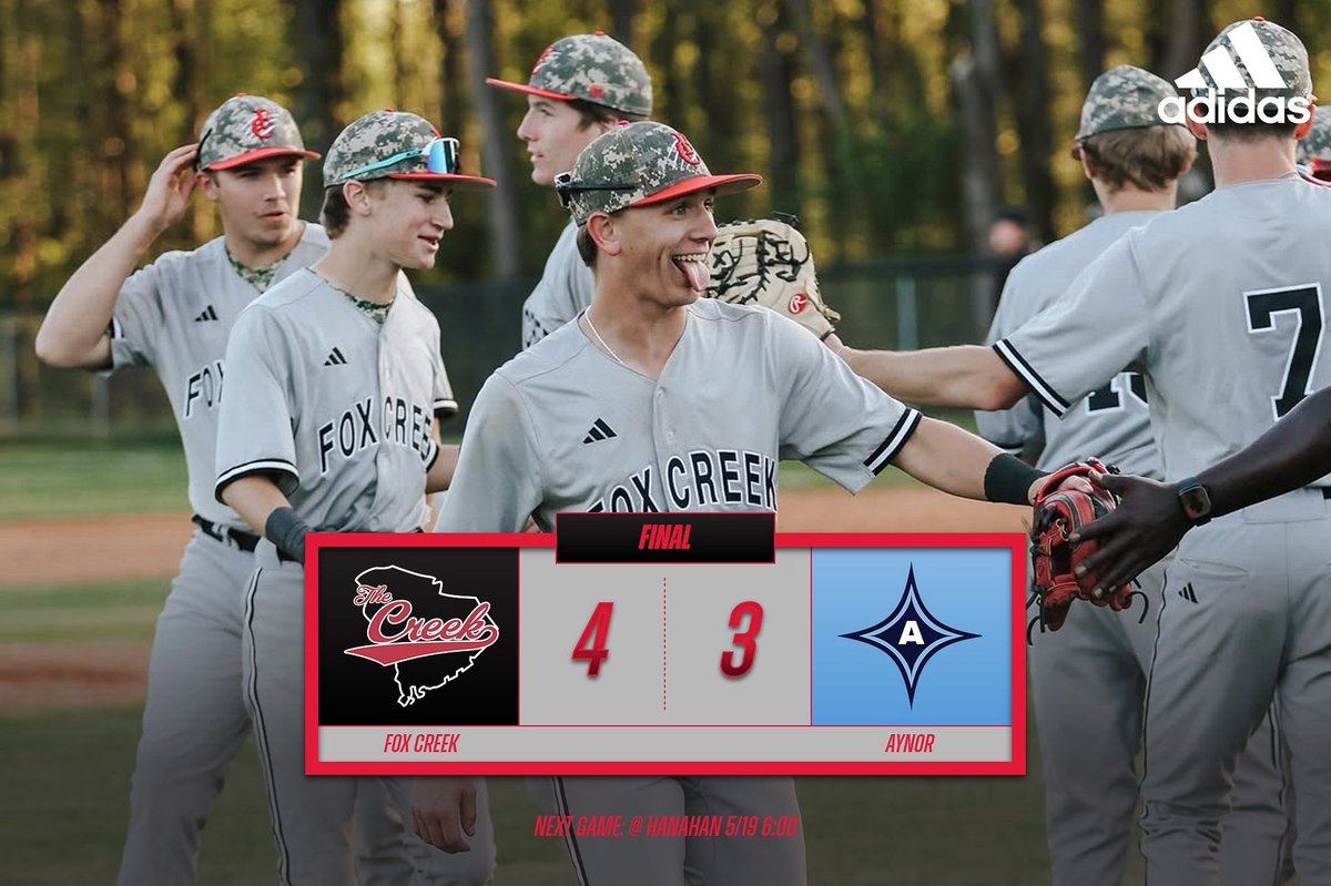 Final from Aynor! Fox Creek will be back in action Monday night at Hanahan at 6:00! #TheCreek