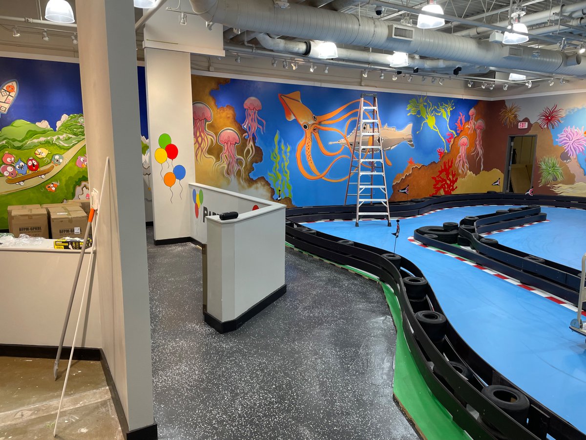 CoryTheCreative's tweet photo. Today’s Merritt Island mural update @ #driftzone & #blastzone Nerf Arena @ the #Spacecoast #Florida #bravard #handpainted #mural #art #merrittisland #20000leagues #painting #nerf #partyzone #drifting #artwork #muralist #artist #timelapse #landscape #funzone #shark #hawaiiartist https://t.co/HXfJ22Tfr2